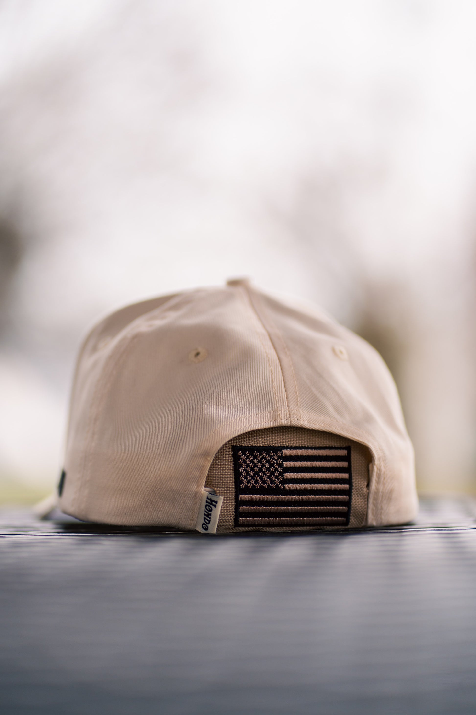 American Flag Kap-Bak on cap - bench back view
