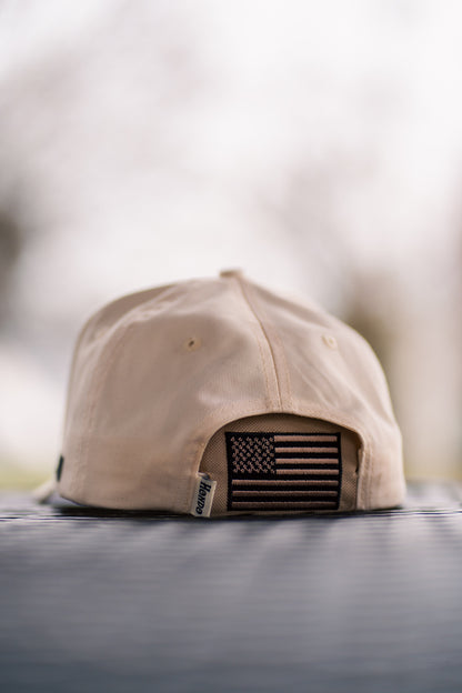 American Flag Kap-Bak on cap - bench back view