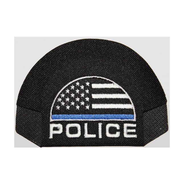 Police with Blue Line Flag — Black — on cap