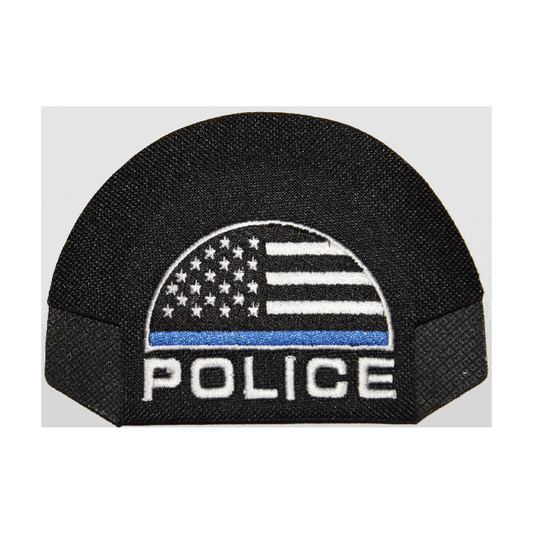 Police with Blue Line Flag — Black — on cap
