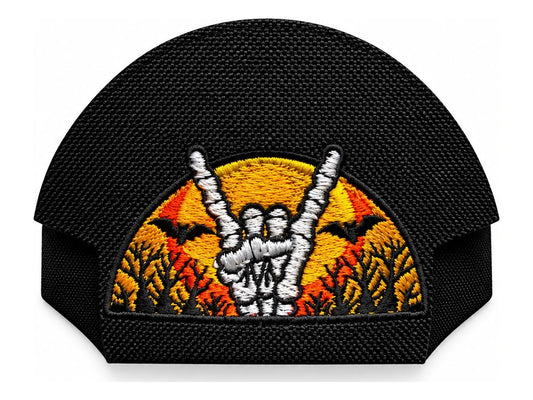 Halloween Skeleton Rock Black embroidered Kap Bak