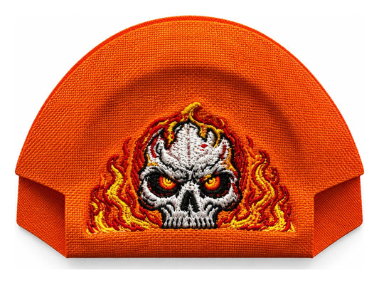 Halloween Flaming Skull Orange embroidered Kap Bak