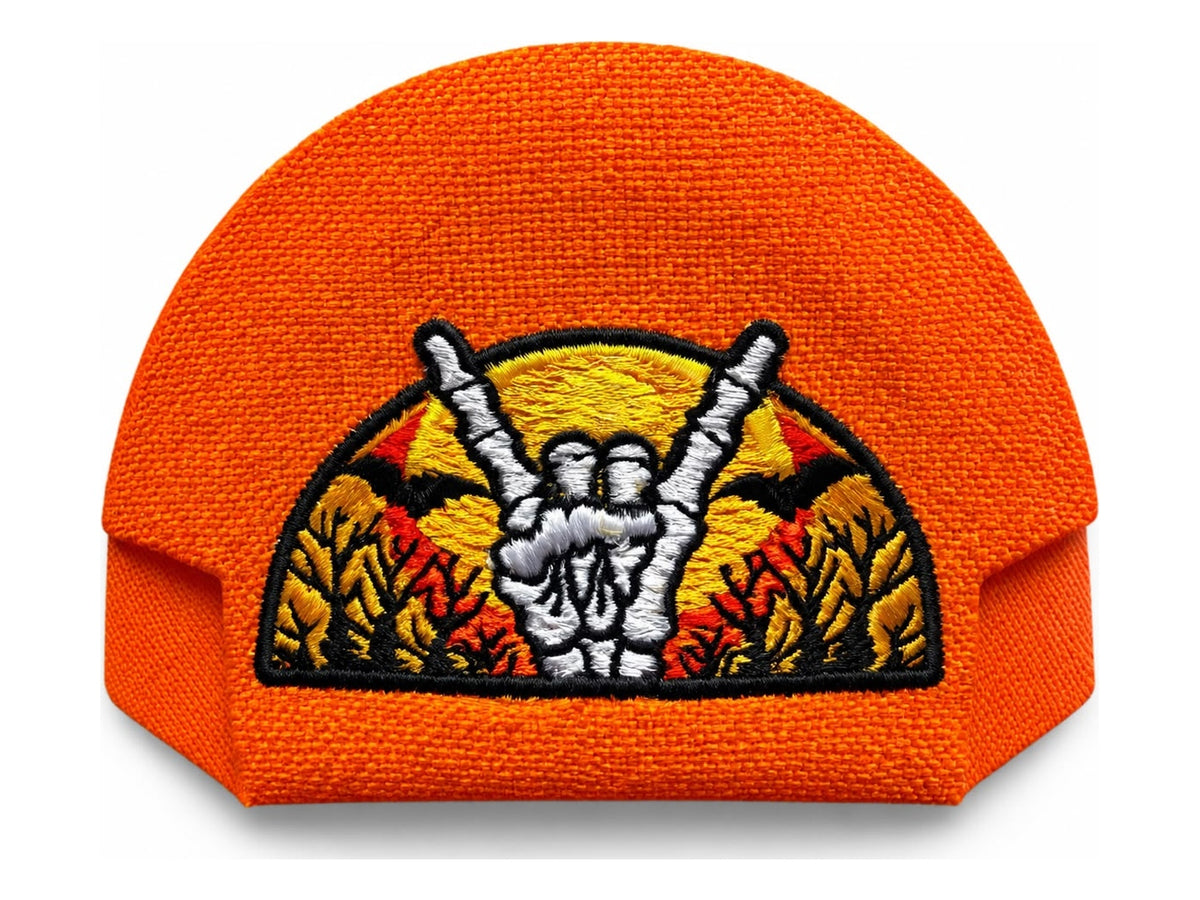 Halloween Skeleton Rock Orange embroidered Kap Bak