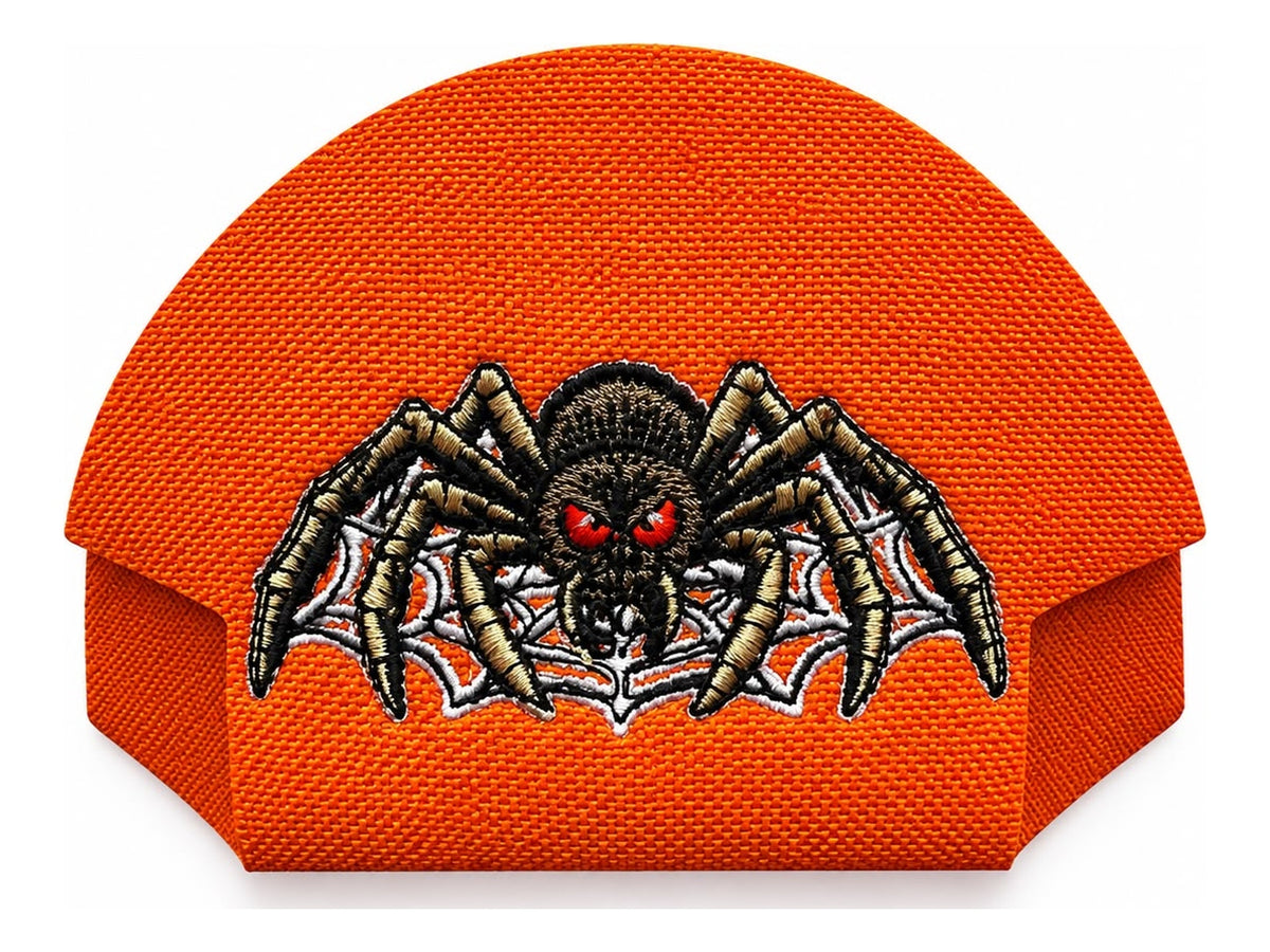 Halloween Spider In Web Orange embroidered Kap Bak